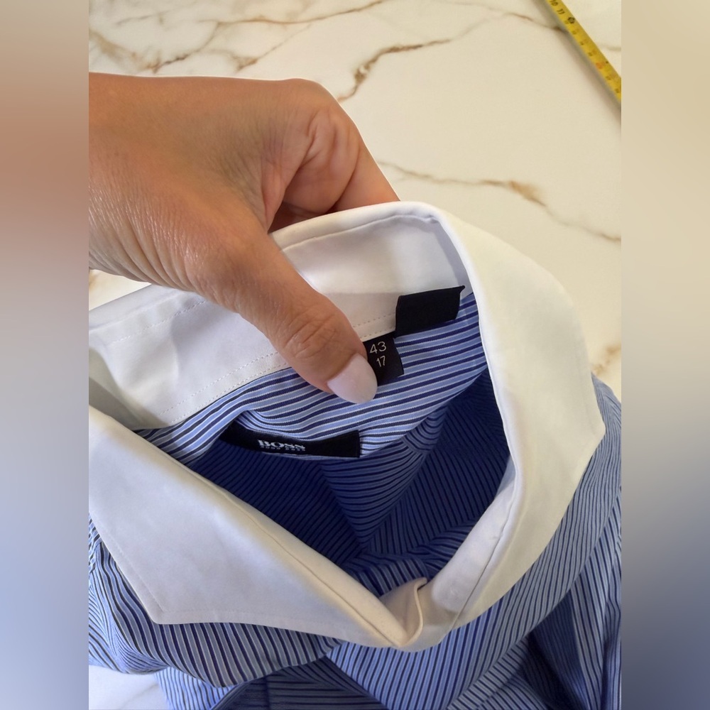Hugo Boss Men's Blue Striped Shirt - Picture 5 of 8